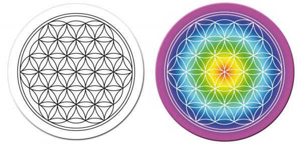 Blume des Lebens schwarz und Regenbogen
